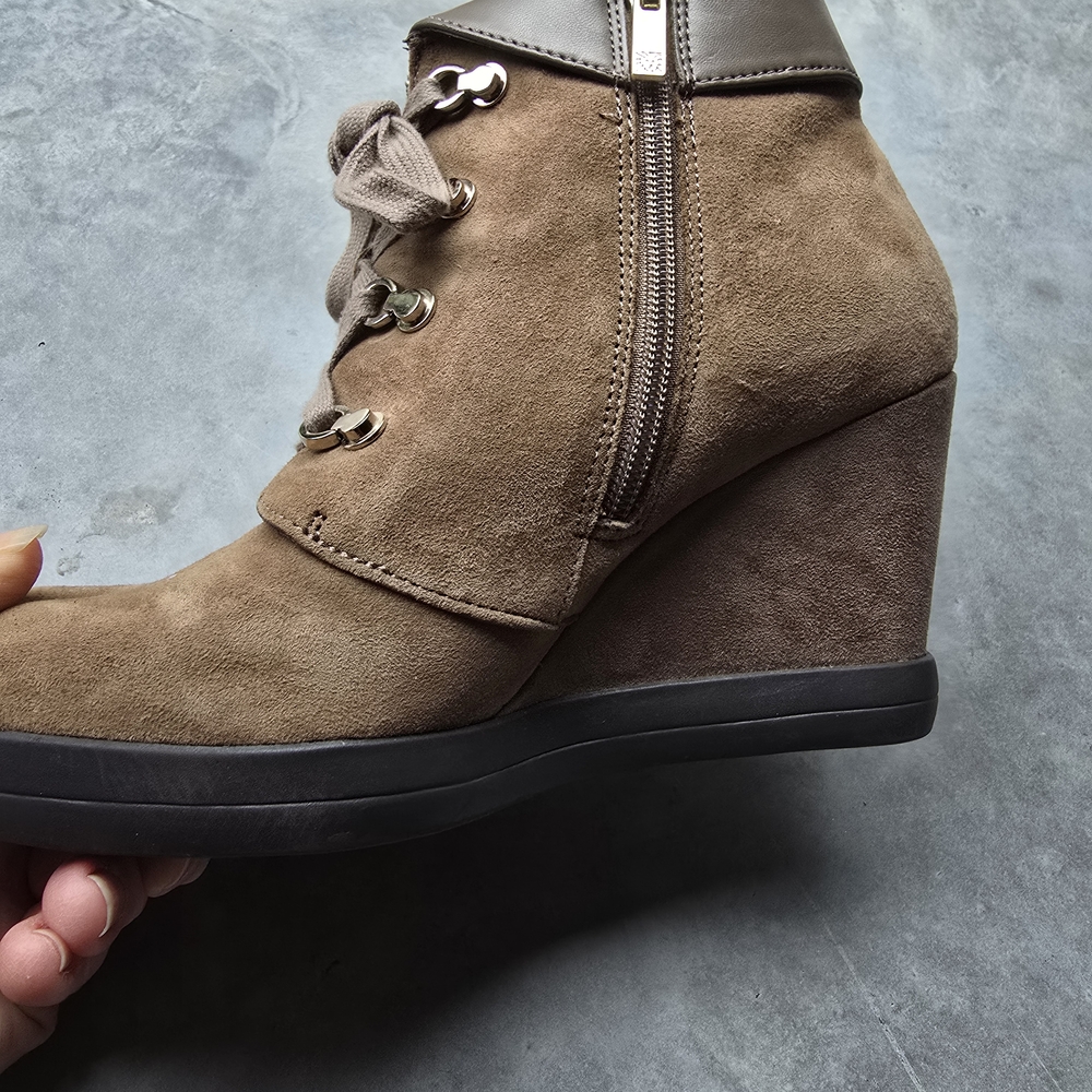 Anne Klein Brown Suede Wedge Boots